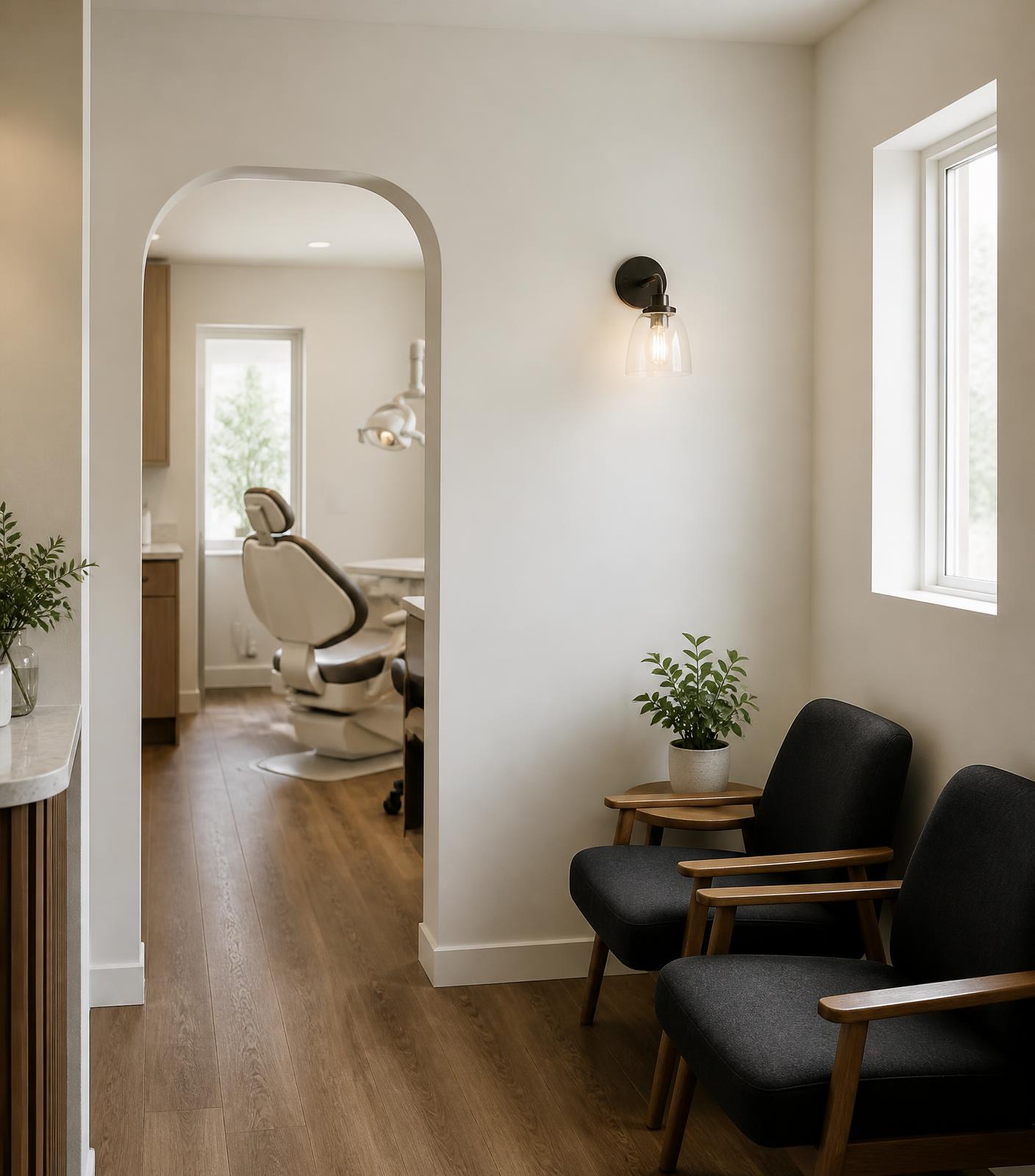 חדר המתנה קטן ואינטימי במרפאת M.A.S Clinic ביפו